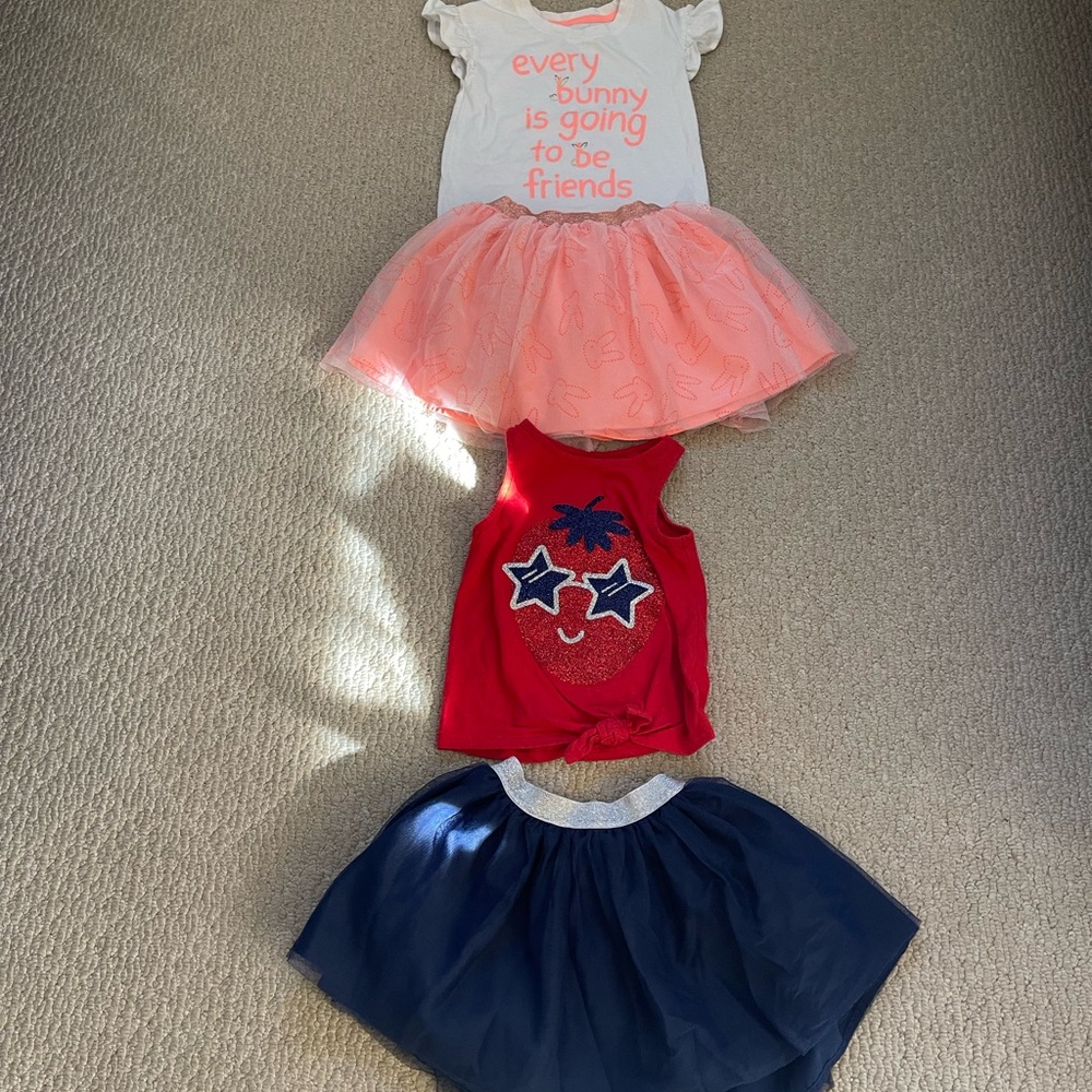 Cat & Jack White and Pink Bunny Friends & Blue & red set
